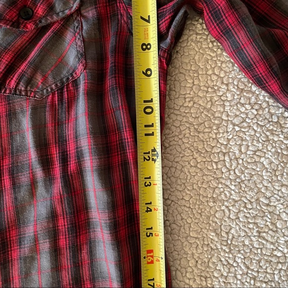 Carbon Classic Fit Red Grey Plaid Button Long Sleeve Shirt - Picture 10 of 10